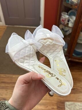 Sam Edelman White Bow Kitten Heel
